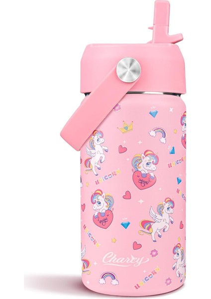 12 Oz) Çocuk Yalıtımlı Su Şişesi Taşınabilir Spor Şişesi Saplı Seyahat Yalıtımlı Bardak Pembe Ayarlanabilir Kapak - Pembe Unicorn (Yurt Dışından)