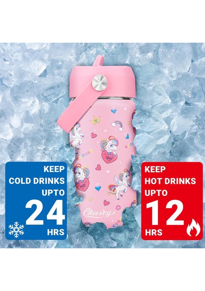 12 Oz) Çocuk Yalıtımlı Su Şişesi Taşınabilir Spor Şişesi Saplı Seyahat Yalıtımlı Bardak Pembe Ayarlanabilir Kapak - Pembe Unicorn (Yurt Dışından) modelleri