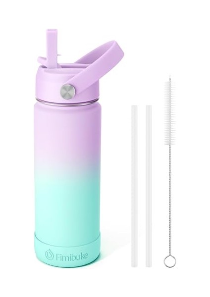 Çocuklar Yalıtımlı Su Şişesi 18 Oz Bpa Içermeyen Paslanmaz Çelik Saman ile Seyahat Çift Duvar Sızdırmaz Yürümeye Başlayan Okul Erkek Kız Için (1 Paket Yeşil Dinozor) (Yurt Dışından)