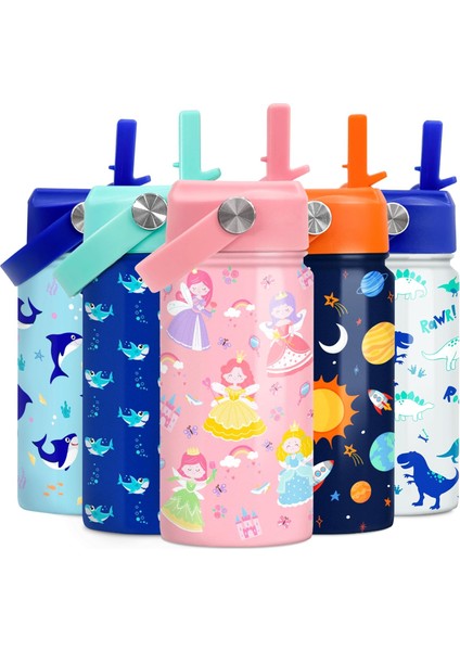 Çocuk Su Şişesi Bale Su Şişesi 12 Oz Saman ile Yalıtımlı Paslanmaz Çelik Seyahat Okul Cam Çift Duvarlı Vakum Bardak Kızlar ve Çocuklar Için (Yurt Dışından)