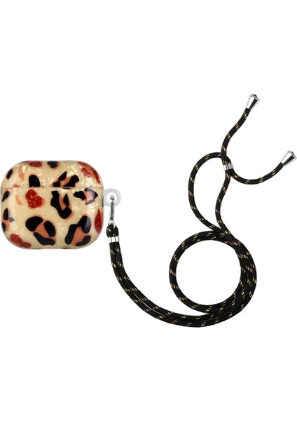 Apple Airpods için 3 Kabuk Tahıl Desen Baskı Imd Tpu Kutusu Kordon Leopar İle Çizilmez Koruyucu Kulaklık Kılıfı (Yurt Dışından)