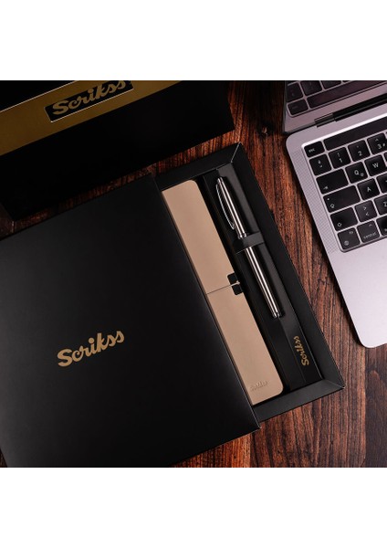 Isme Özel Scrikss Verona Deri Defter Kalem Set Yeşil