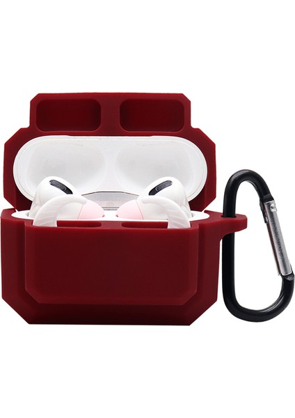 Apple Airpods Pro için 3'Ü 1 Arada Silikon Düşme Önleyici + Kulak Ucu + Kaybolmaya Karşı Karabina Koruma Seti Şarap Sı Kulaklık Kılıfı (Yurt Dışından)