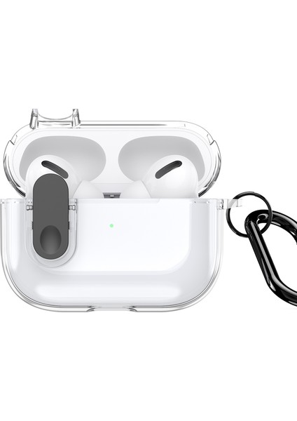 Apple Airpods Pro 2 için Tpu+Pc Asma Kancalı Şeffaf Kulaklık Kılıfı (Yurt Dışından)