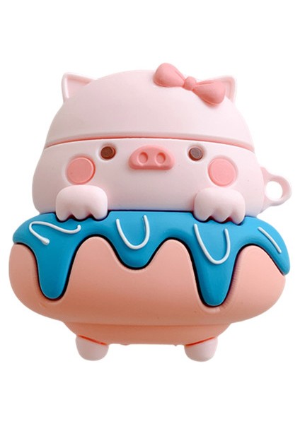 Apple Airpods için 2016 2019 Airpods Kablosuz 2019 Donut Pig Silikon Darbeye Dayanıklı Koruyucu Kulaklık Kılıfı (Yurt Dışından)