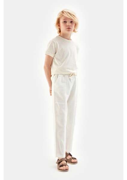 Bg Store Erkek Çocuk Beyaz Pantolon 23SS2NB3217