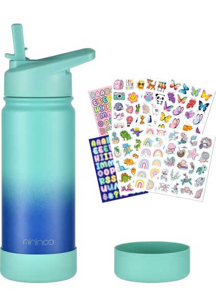 ，，çocuklar Okul Su Şişesi 16 Oz Paslanmaz Çelik Yalıtımlı Su Şişesi Çocuklar Için Kız Erkek Çocuklar Için Saman Kapaklı (Mor / Pembe) (Yurt Dışından)