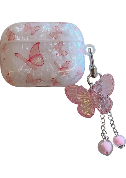Apple Airpods Pro için Kelebek Desenli Tpu Kolye İle Şık Koruyucu Kulaklık Kılıfı (Yurt Dışından)