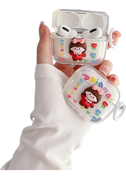 Apple Airpods için Pro Çiçek + Küçük Kız Tam Çizilmez tooth Yumuşak Tpu Koruyucu Toka İle Kulaklık Kılıfı (Yurt Dışından)