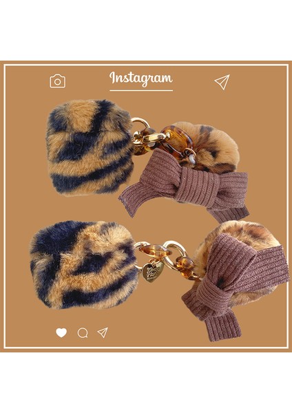 Apple Airpods 3 için tooth Leopar Desenli Yumuşak Sahte Kürk Kaplamalı Tpu Koruyucu , Ilmek Ponponlu Kulaklık Kılıfı (Yurt Dışından) fiyatları