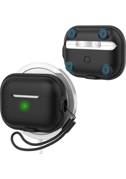 Airpods Pro 2 için Silikon Manyetik Kablosuz Şarj Koruyucu Kayış Kulaklık Kılıfı (Yurt Dışından)