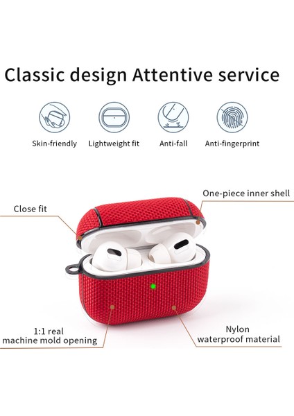Airpods Pro Red için Pc+Kumaş tooth Koruma Tokalı Kulaklık Kılıfı (Yurt Dışından)