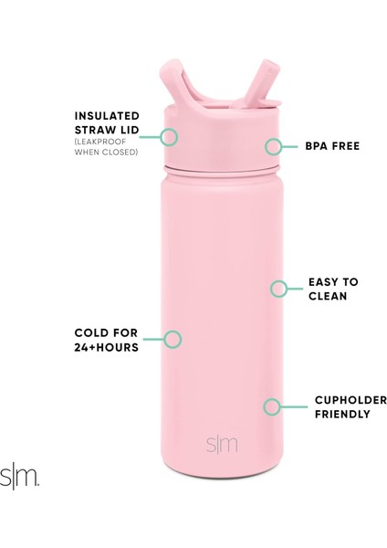 ，，çocuklar Için Saman Kapaklı Su Şişesi Vakum Yalıtımlı Paslanmaz Çelik Metal Termos Yeniden Kullanılabilir Sızdırmaz Bpa Okulu 18 Oz (Yurt Dışından) fırsatları