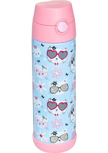 Çocuk Su Şişesi Yalıtımlı Paslanmaz Çelik Pipetli Termos (Kız/erkek) – Lama 12 Oz. (Yurt Dışından)