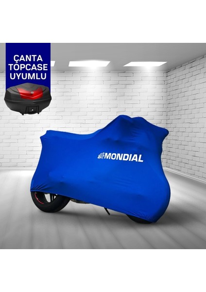 Ultra Shop Mondial Rx1İ Evo Motosiklet Branda Topcase Çanta Uyum Logolu Kumaş Mavi Motor Branda