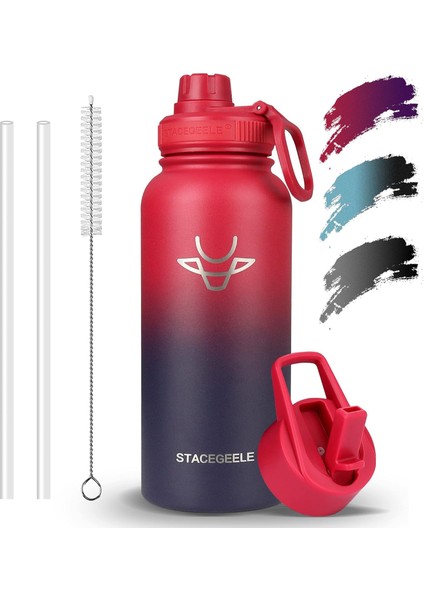 Çocuk Yalıtımlı Vakumlu Su Şişesi Hasır Kapaklı Paslanmaz Çelik Su Şişesi Erkekler ve Kızlar Için Sızdırmaz Hafif Çevre Dostu (550ML) (Yurt Dışından)