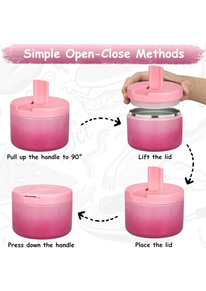 Toka Kapaklı 12OZ Yalıtımlı Gıda Kavanoz Geniş Ağızlı Çorba Sıcak Yemek Için Yalıtımlı Kavanoz Çocuk Sızdırmaz Paslanmaz Çelik Öğle Yemeği Kabı 1 Paket (Degrade Pembe) (Yurt Dışından) modelleri