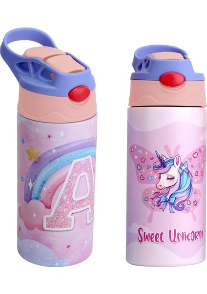 ， Çocuk Yalıtımlı Su Şişesi 12 Oz Paslanmaz Çelik Çift Duvar Yürüyor Su Şişesi Çocuk Su Şişesi Öğrenci Erkek Kız Bpa Içermeyen 1 Parça Pembe Unicorn) (Yurt Dışından)