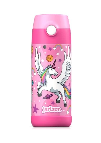 Çocuk Su Şişesi Yalıtımlı Paslanmaz Çelik Su Şişesi Bpa Içermez Sızdırmaz Okullar ve Anaokulları Için Bardak Kapaklı Çocuk Şişesi (350ML) (Yurt Dışından)