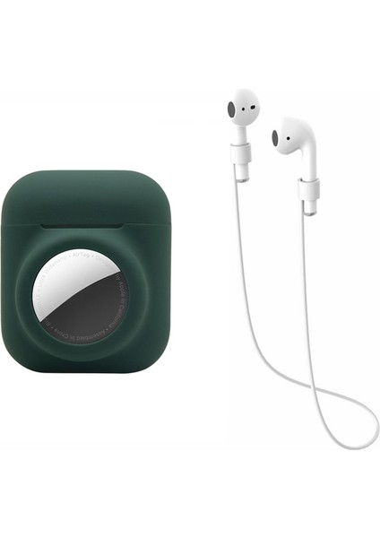 Airpods için Kablosuz 2019 Airpods 2019 2016 +Aırtag 2'Si 1 Arada Silikon Koruyucu Lı Anti Kayıp Halat Halat Kulaklık Kılıfı (Yurt Dışından)