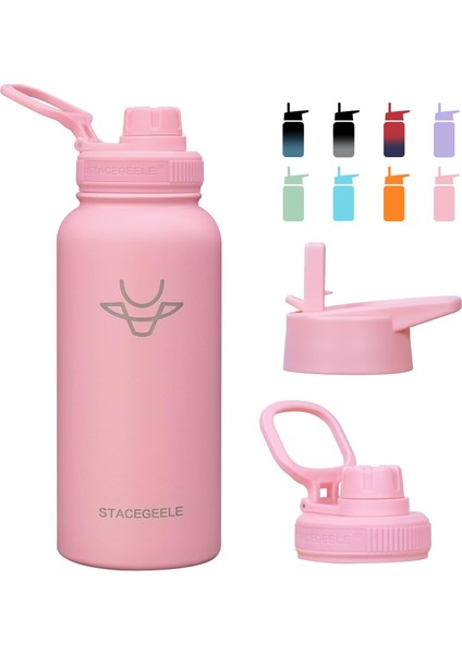 ，，çocuk Yalıtımlı Vakumlu Su Şişesi Hasır Kapaklı Paslanmaz Çelik Su Şişesi Erkekler ve Kızlar Için Sızdırmaz Hafif Çevre Dostu (550ML) (Yurt Dışından)