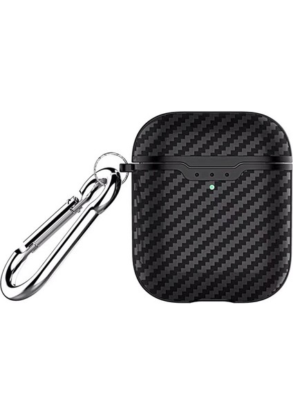 Apple Airpods için Kablosuz Şarj Lı Karbon Fiber Tpu Koruyucu 2019 Sıyah Kulaklık Kılıfı (Yurt Dışından)