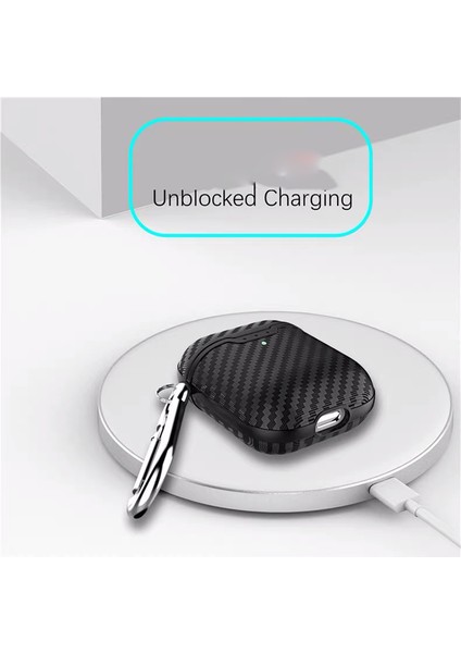 Apple Airpods için Kablosuz Şarj Lı Karbon Fiber Tpu Koruyucu 2019 Sıyah Kulaklık Kılıfı (Yurt Dışından) fiyatları