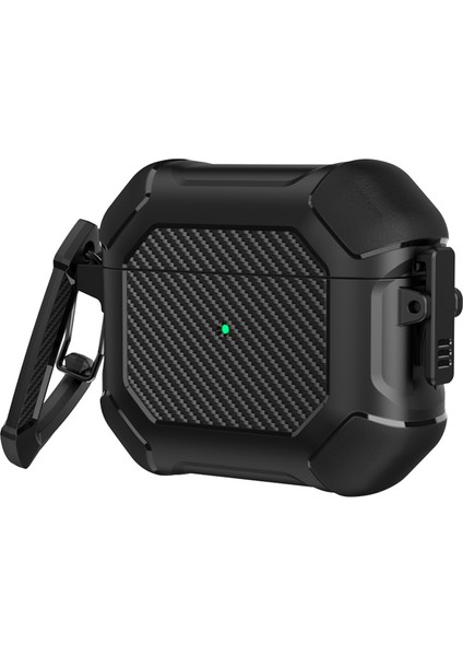 Apple Airpods için 3 Karbon Fiber Desen Koruyucu Taşınabilir tooth Yumuşak Tpu + Pc Toka Kulaklık Kılıfı (Yurt Dışından)