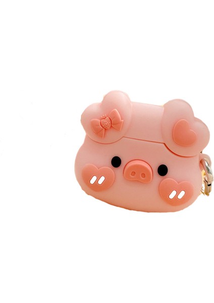 Apple Airpods için 2016 2019 Airpods Kablosuz 2019 Silikon Ilmek Kalp Piggy Tam Kancalı Koruyucu Kulaklık Kılıfı (Yurt Dışından)