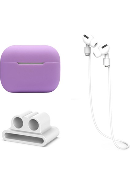 Apple Airpods Pro 2 için 3'Ü 1 Arada Kulakiçi Tutuculu Koruyucu Silikon Seti Anti Kayıp Boyun Askısı Kulaklık Kılıfı (Yurt Dışından)