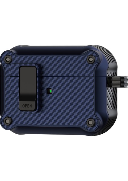 Apple Airpods Pro için Tpu , Manyetik Otomatik Kilitli Karbon Fiber Doku Anti Damla Safir Kulaklık Kılıfı (Yurt Dışından)