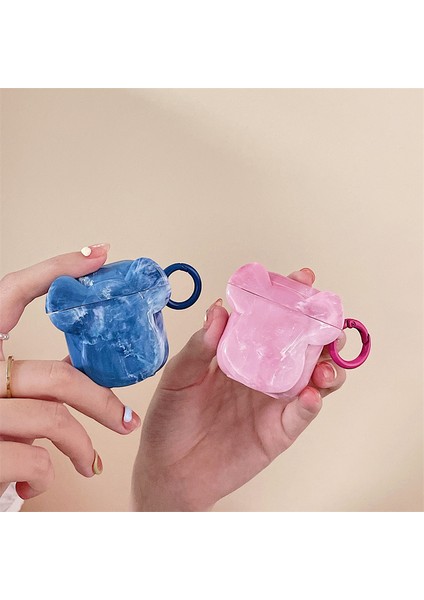 Apple Airpods için 2016 2019 Airpods Kablosuz 2019 Yumuşak Tpu Mermer Desenli Sevimli Ayı Kafa Şekli Tokalı Koruyucu Kulaklık Kılıfı (Yurt Dışından) fiyatları