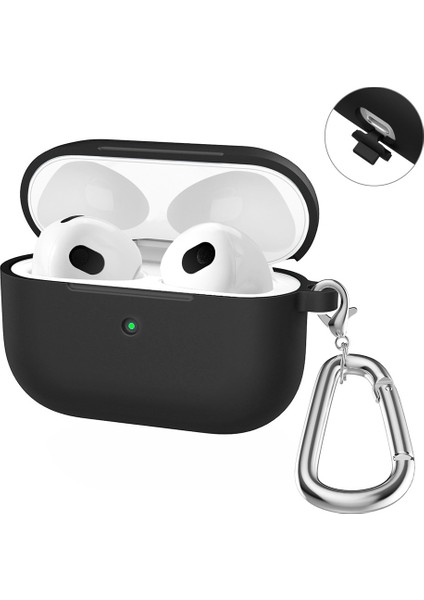 Kalın Silikon Darbeye Dayanıklı Kablosuz tooth Koruyucu Apple Airpods için Karabina İle Pro Kulaklık Kılıfı (Yurt Dışından)