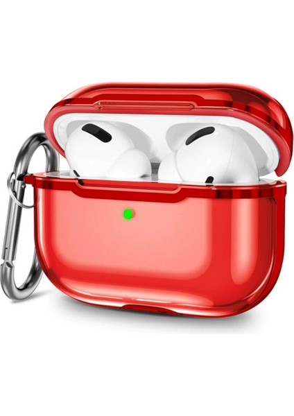 Airpods Pro 2 için Şeffaf Yumuşak Tpu Sert Pc Damla Korumalı Tam Vücut Koruyucu Galvanik Karabina Kancalı Şeffaf Kulaklık Kılıfı (Yurt Dışından)