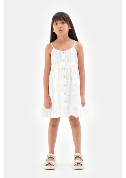 Bg Store Kız Çocuk Beyaz Elbise 23SS2TJ4930