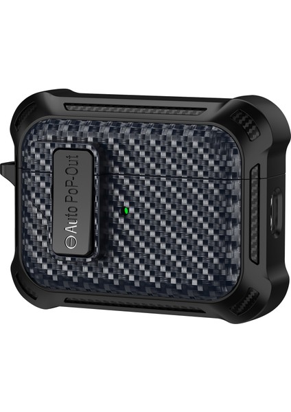 Airpods Pro 2 için Basma Tokası Kablosuz Anti Damla Karbon Fiber Doku Tpu + Pc Safir Kulaklık Kılıfı (Yurt Dışından)