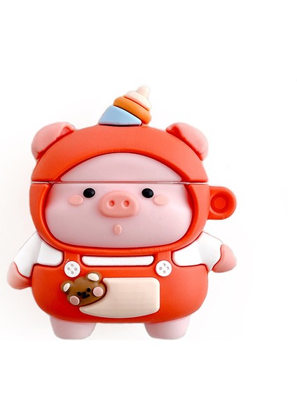 Apple Airpods için Şarj Lı 2016 2019 Airpods Kablosuz Şarj Lı 2019 Sevımlı Domuz Silikon Koruyucu Kulaklık Kılıfı (Yurt Dışından)