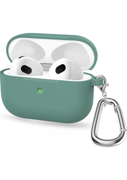 Apple Airpods 3 için Yumuşak Silikon , Anahtarlık Çam Iğnesi İle Şok Emici Koruyucu Kulaklık Kılıfı (Yurt Dışından)