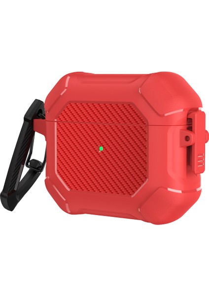 Airpods 3 için Koruyucu Tpu + Pc Karabina İle Karbon Fiber Doku Darbeye Dayanıklı Kulaklık Kılıfı (Yurt Dışından)