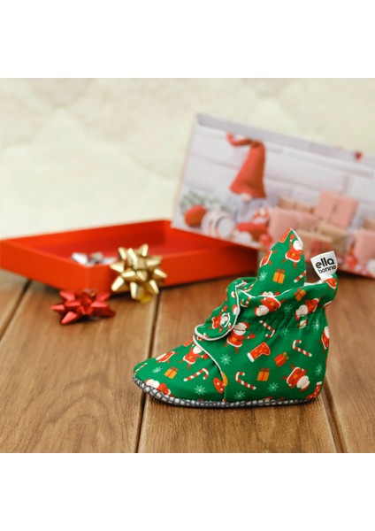 Organik Pamuk Bebek Pandufu, Kaydırmaz Taban, Yenidoğan Patiği, Ev Kreş Ayakkabısı, Yılbaşı Özel