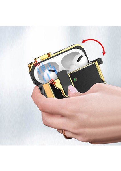 Apple Airpods Pro için tooth Darbeye Dayanıklı Tpu+Pc+Donanım Otomatik Açılır Kilitli Koruyucu Gümüş Kulaklık Kılıfı (Yurt Dışından) fiyatları