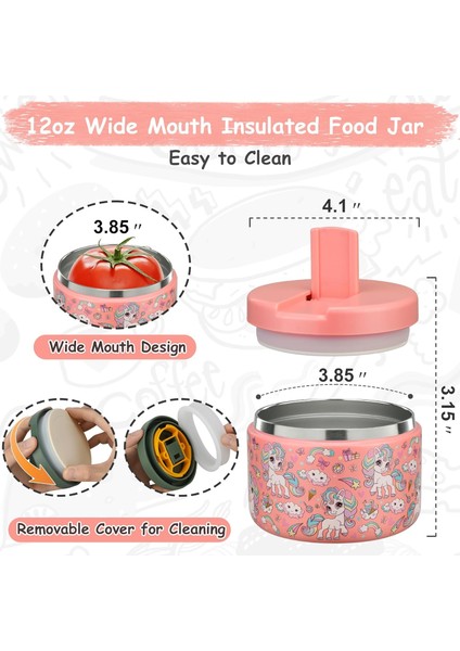 ， 12 Oz Yalıtımlı Vakumlu Gıda Kavanoz, Sıcak Yemek Için Geçmeli Kapaklı Geniş Ağızlı Çorba Kavanoz Çocuk Sızdırmaz Paslanmaz Çelik Öğle Yemeği Konteyneri (Pembe At) (Yurt Dışından) modelleri