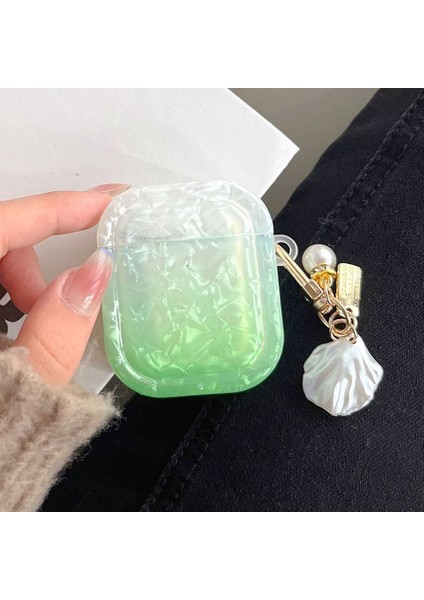 Apple Airpods için Tpu 2016 2019 Airpods Kablosuz 2019 , Degrade Kabuk Tahıl Kare Kolye Kulaklık Kılıfı (Yurt Dışından)