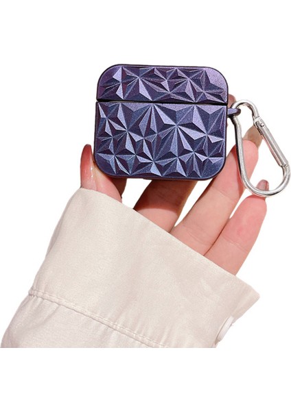 Apple Airpods 3 için Şık Elmas Dokulu Koruyucu Sert Pc Düşmeye Dayanıklı Kulaklık Kılıfı (Yurt Dışından)