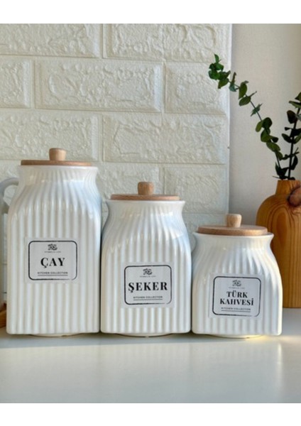 6 Parça Bambu Standlı Porselen Yağdanlık ve Çay Şeker Kahve Kavanoz Seti fiyatları