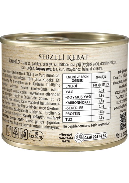 Sebzeli Kebap 200g - Pratik Ve Lezzetli Hazır Yemek fiyatları