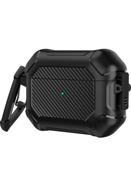 Apple Airpods Pro için Karbon Fiber Anti Düşme Taşınabilir tooth Yumuşak Tpu + Pc Toka Kulaklık Kılıfı (Yurt Dışından)