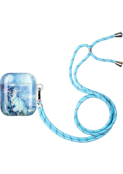 Apple Airpods için 2016 2019 Airpods Kablosuz 2019 Tpu Imd Desen Baskı Kordonlu Koruyucu Kar Kurt Kulaklık Kılıfı (Yurt Dışından)