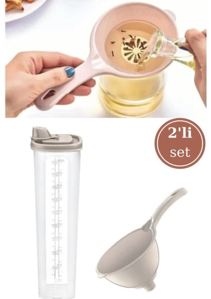 Renkli 2'li Yağlık ve Süzgeç Seti, 1000ml, şık ve fonksiyonel kullanım kolaylığı