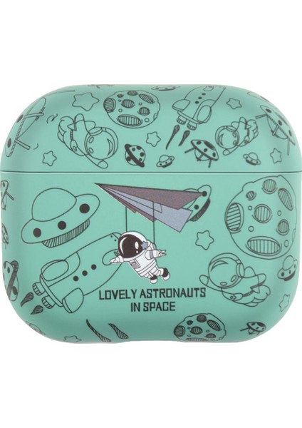 Apple Airpods 3 için Tpu Su Transfer Baskı Darbeye Dayanıklı Koruyucu Astronot Kulaklık Kılıfı (Yurt Dışından)